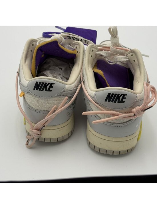 NIKE Dunk Low Off White Lot 24 Mens 10 Sail Neutral Grey Washed‎ Coral Leather
